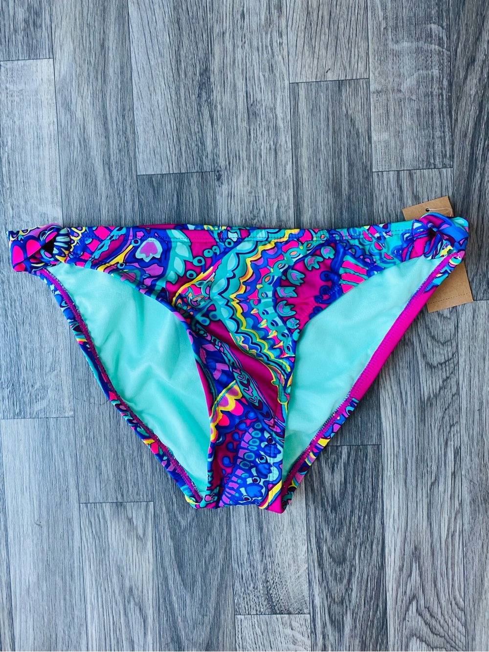 Cremieux women’s large bikini bottom underwater garden Side loop hipster pink